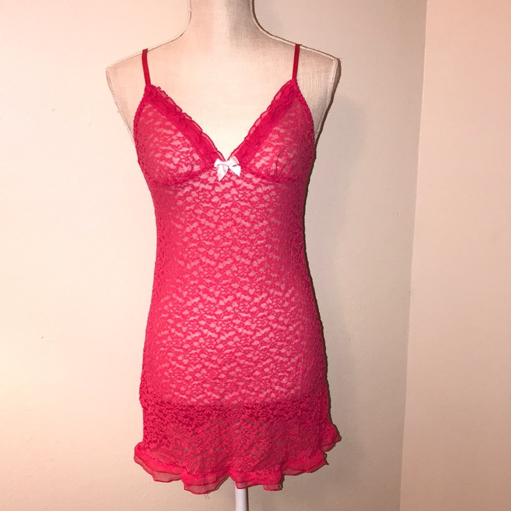 Hot Pink Victoria’s Secret Lace Chemise Large